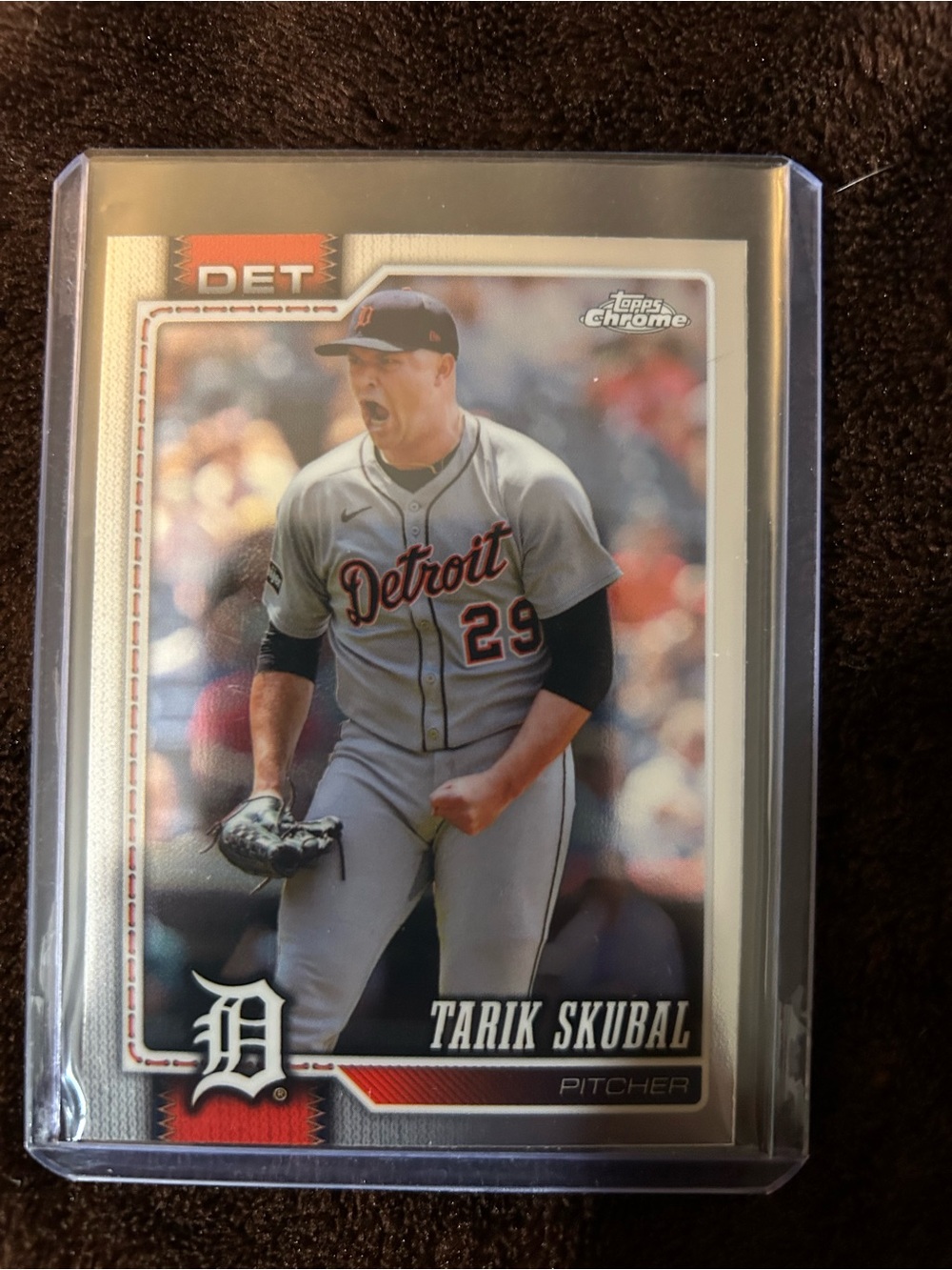 Topps Detroit Grey Baseball Card - Red and Black Accents